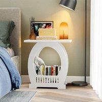 VOGREX Bedside Table Cabinet Side End Coffee Tea Table Storage Shelf in White
