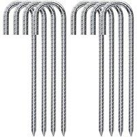 KORVIXA J-Shaped Rebar Stakes Heavy Duty Ground Anchors in Silver