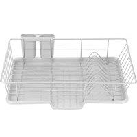 KORVIXA Large Dish Drying Rack Drainer Kitchen Sink Plate in Grey | Size: 100 cm x 15 cm