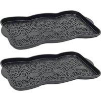 NESTLUNE 2 x Multi Purpose Boot Tray Shoe Storage for Home Door Garden Plants in Black