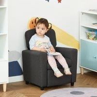 HOMCOM Kids Sofa with Footrest Linen Recliner Upholstered Armchair for Playroom Grey