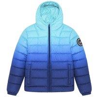 Hype Boy's Padded Jacket Blue Ocean Fade Hooded Quilted Warm Coat | Size: 13-14 Years