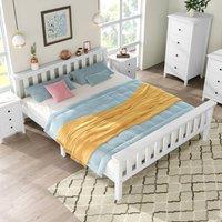 BTM White 4ft6 Double Wooden Bed Frame for Adults & Kids