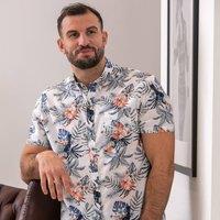 Peter Gribby Men's Short Sleeve Toucan Print Shirt in White | Size: Medium