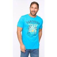 Bewley&Ritch Men's Sandico 100% Slub Cotton Graphic Crew Neck T-Shirt in Turquoise | Size: Large