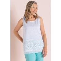 Anna Rose Women's Textured Printed Sleeveless Top in White | Size: Small