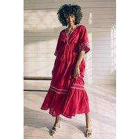 Izabel London Women's Embroidered Trim Empire Maxi Dress in Pink | Size: 12