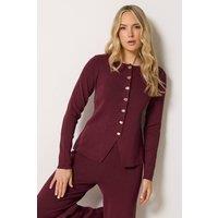 Long Tall Sally Women's Tall Button Cardigan in Burgundy | Size: 10-12