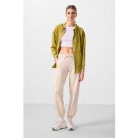 Tommy Life Women's Mid Waist Crepe Relaxed Pants with Pocket in Beige | Size: Medium