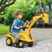 HOMCOM 2 in 1 Kids Ride On Tractor Pull Cart with Bucket, Under Seat in Yellow