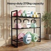 EONLION 3 Tier Dumbbell Rack Adjustable in Black | Size: 0-12 m
