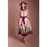 Coast Women's Lisa Tan Collared Printed Midi Dress in Blush | Size: 10