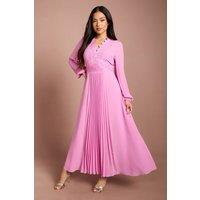 Coast Women's Petite Pleat Detail Lace Trim Maxi Dress in Pink | Size: 8