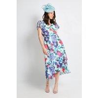Wallis Women's Floral Burn Out Ruffle Midi Dress in Mint | Size: 10
