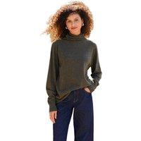 Celtic & Co Women's Geelong Wool Slouch Turtleneck Sweater in Dark Olive | Size: XS