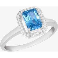 T.H.Baker Women's Silver Blue Cubic Zirconia Rectangular Halo Ring 8.84.1161 Q