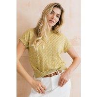 Lily & Me Women's Lola Feminine Cotton Pointelle Knit Top with Round Neckline in Lime | Size: 20