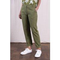 Nomads Clothing Women's Women Cotton Drill Slim Leg Trousers in Green | Size: 14