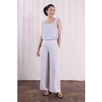 Nomads Clothing Women's Women Linen Wide Leg Plain Trousers in Natural | Size: 18