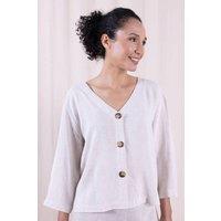 Nomads Clothing Women's Women Linen Blend V Neck Jacket in Natural | Size: 12