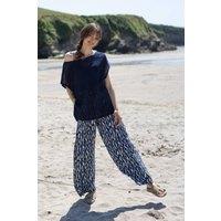 Nomads Clothing Women's Women Wide Leg Viscose Trousers in Navy | Size: 16