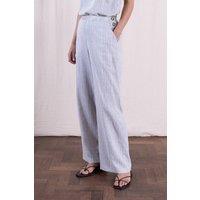 Nomads Clothing Women's Women Linen Wide Leg Striped Trousers in Natural | Size: 18