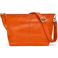 Woodland Leathers Women's Genuine Italian Leather Handbag Shoulder Bag in Orange
