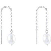 Gold Trip Women's Pearl Threader Earrings in Silver