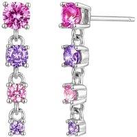 Gold Trip Women's Long Multi Gemstone Drop Earrings in Silver