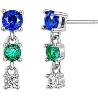 Gold Trip Women's Short Multi Gemstone Drop Earrings in Silver