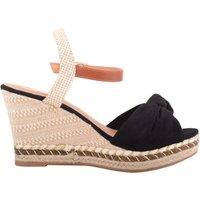 ABSOLUTE FOOTWEAR Women's Womens Woven Wedged Fashion Ankle Strap Buckled Evening Sandals in Black | Size: 5