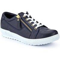 Jones Bootmaker Women's Padova Wide-Fit Leather Trainers in Navy | Size: 3