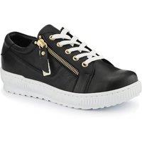 Jones Bootmaker Women's Padova Wide-Fit Leather Trainers in Black | Size: 5