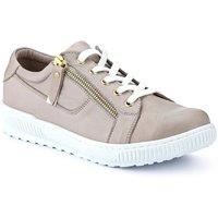 Jones Bootmaker Women's Padova Wide-Fit Leather Trainers in Stone | Size: 6