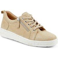 Jones Bootmaker Women's Azure Leather Wide-Fit Trainers in Beige | Size: 4