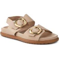 Jones Bootmaker Women's Juneau Buckled Sandals in Beige | Size: 4