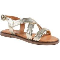 Jones Bootmaker Women's Haliwide Leather Wide-Fitting Sandals in Gold | Size: 5
