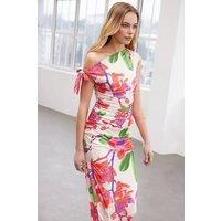 WOVCOR Women's Bardot Ruched Fitted Midi Knit Dress | Size: Medium