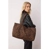 WOVCOR Women's Leopard Print Maxi Tote Bag in Brown