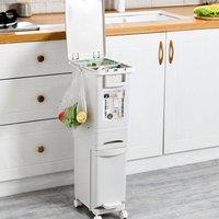 Living and Home 32L 3-Layer Pedal Rubbish Bin Recycling Dustbin Trash Can in White