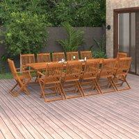 Berkfield Home 13 Piece Garden Dining Set Solid Acacia Wood in Brown