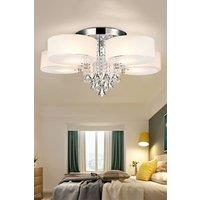 Living and Home Modern Round Acrylic LED Semi Flush Mount with Crystal Accent in White