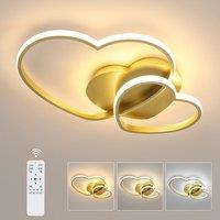 Pheashine Gold Double LED Ceiling Light, 48W Dimmable with Remote, 3000-6500K