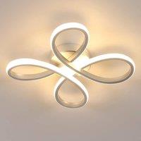 Pheashine 30W LED Ceiling Light, Silver 30cm Flower Flush Mount Lamp, Warm Light in White