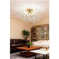 Living and Home Modern Sputnik Chandelier Fireworks Flush Mount Ceiling Light in Gold