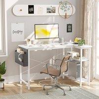 BEXEVUE White 100*70 cm L-Shaped Gaming Desk Power Outlets & Reversible Shelve | Size: 100 cm