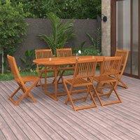 Berkfield Home 7 Piece Garden Dining Set Solid Acacia Wood in Brown