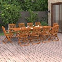 Berkfield Home 11 Piece Garden Dining Set Solid Acacia Wood in Brown