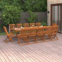 Berkfield Home 13 Piece Garden Dining Set Solid Acacia Wood in Brown