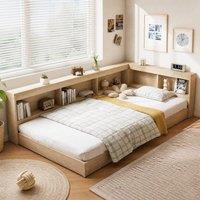 STILVORA Bed Frame 3ft Single with Storage oak effect in Light Oak